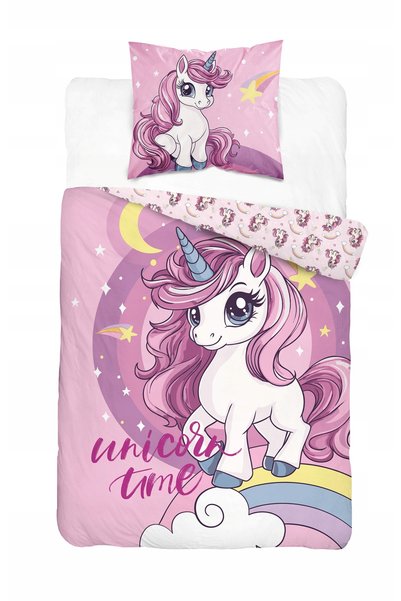 Detexpol Lenjerie de pat pentru tineret 160x200 Unicorn Roz