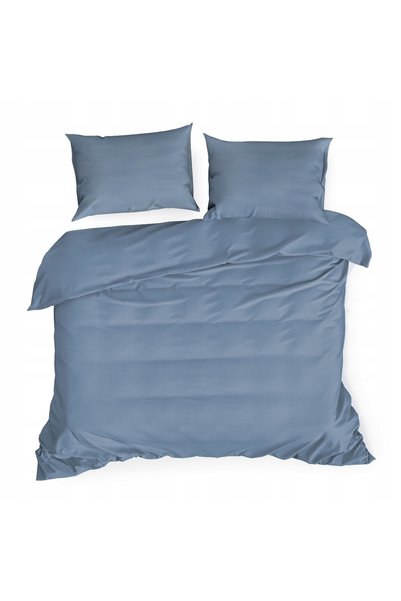 Eurofirany Lenjerie de pat din bumbac satinat 220 x 200 Culoare uni 3 piese N...