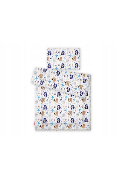 Bobono Set de lenjerie de pat pentru copii cu umplutură 120x90cm - urși bleum...