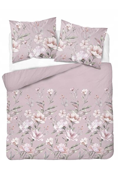 Detexpol Lenjerie de pat din flanelă 220x200 Flori pe fundal roz