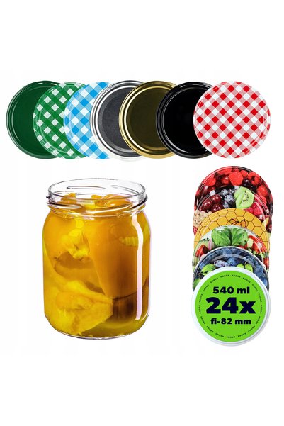 KADAX 24x BORCANE DE STICLA 540ml PENTRU MARMELADĂ + CAPAC FI82