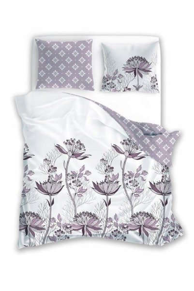 Faro Lenjerie de pat din satin 220x200, Satin Pur, Flori Mov Violet
