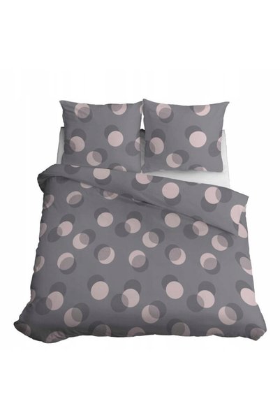 Detexpol Lenjerie de pat din satin 220x200 cu buline gri roz