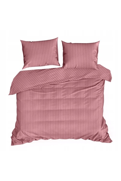 Eurofirany Lenjerie de pat din satin 160x200 Uni și cu dungi Premium roz pudră