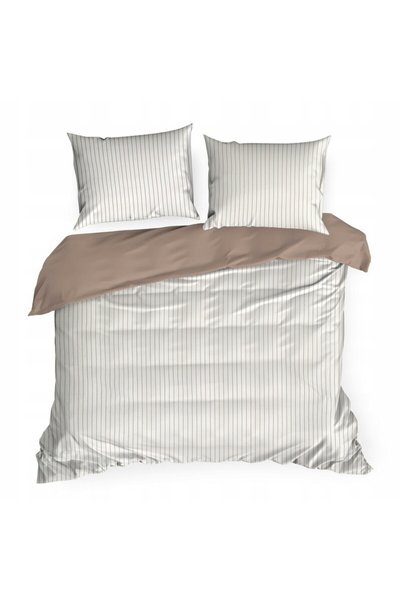 Eurofirany Lenjerie de pat din satin 160x200 Raya Stripe alb bej