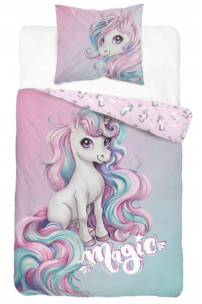 Detexpol Lenjerie de pat pentru tineret 160x200 Unicorn Baby unicorn colorat