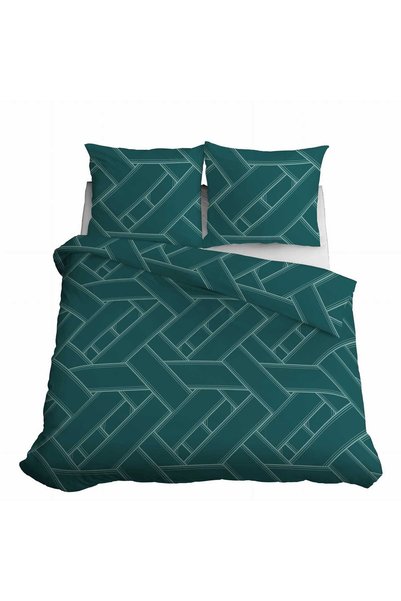 Detexpol Lenjerie de pat din satin 220x200 Verde geometric