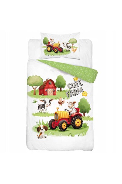 Detexpol Set pătuț 100x135 Plapumă + Lenjerie de pat Tractor Fermă