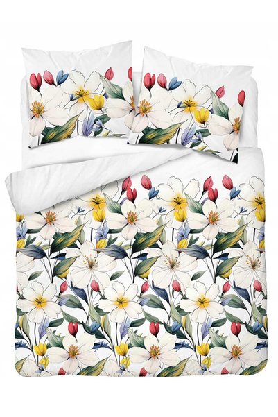 Detexpol Lenjerie de pat din bumbac 160x200cm Flori Multicolore