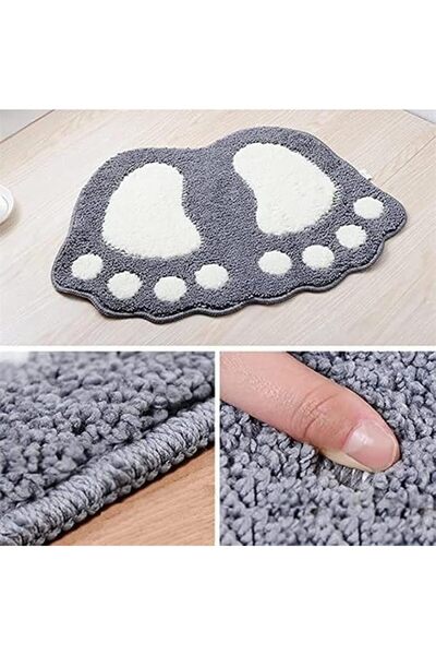 EBREEZZ Paw Print Bath Mat Velvet Long Fibre Absorbent and Non-Slip 40 x 60 c...