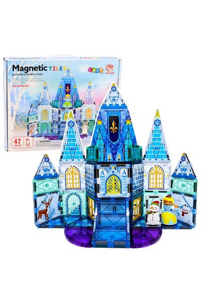 LeanToys Blocuri magnetice de construcție Castelul Prințesei de Gheață Albast...