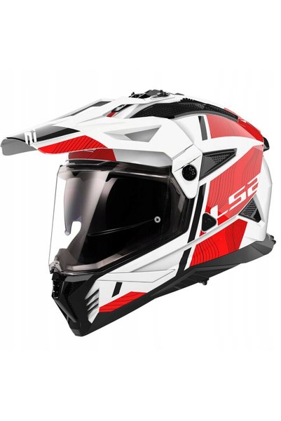 LS2 Casca Enduro MX702 Pioneer II Hill Alb Roșu XL ECE 22.06