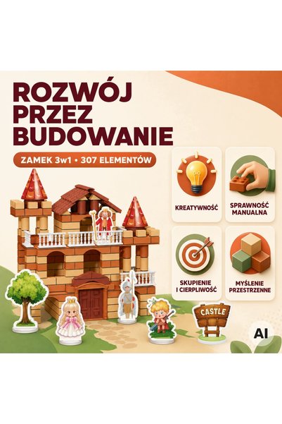woopie Castel din Cărămizi 3 în 1 506 el. Set de construcție DIY cu figurine ...