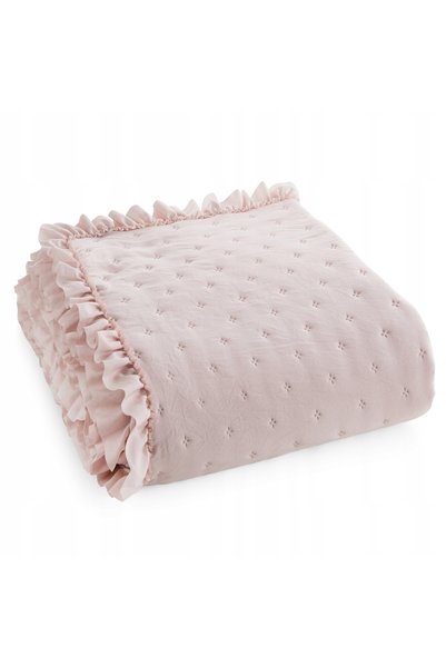 Eurofirany Cuvertură de pat decorativă 220x240 Libi cu volane Pudră