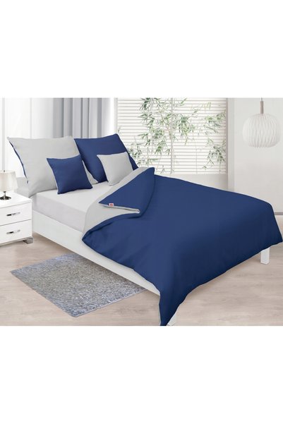 Matex Lenjerie de pat din satin 220x200 cu două fețe Albastru și Alb