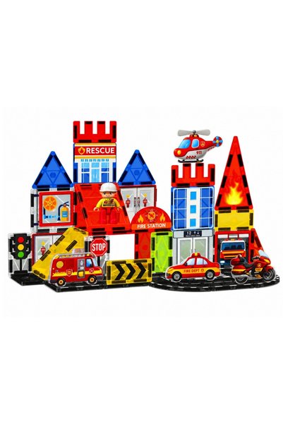 LeanToys BLOCURI DE CONSTRUCȚIE MAGNETICE POMPIERI