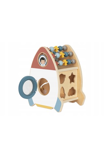 Tooky Toy Activități cu rachete spațiale, sortator, labirint, din lemn
