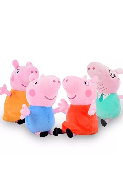 OEM Set de 4 jucării de pluș Peppa Pig, 25 cm, Multicolor