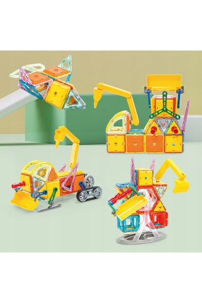 woopie Blocuri magnetice colorate Vehicule 3D Set STEAM 80 de piese.