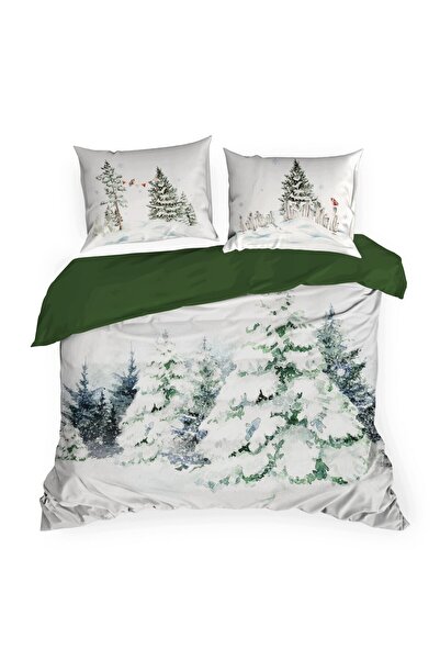 Eurofirany Lenjerie de pat Crăciun 160x200 Frost Christmas Forest 100% bumbac