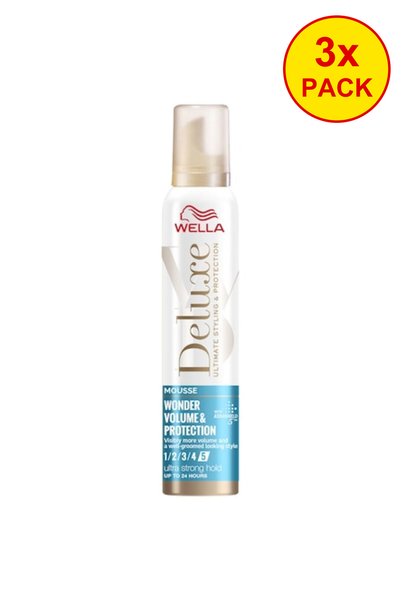 Wella 3 броя Делукс Уондър Мус за коса за обем и защита, Ултра силна фиксация...