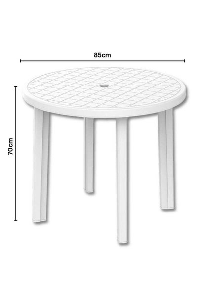 Generic Brand Cosmoplast ound Plastic Garden Table White 85cm