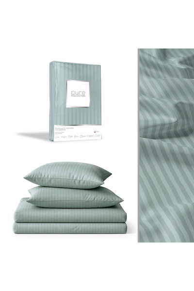 NO BRAND Adamaszek 160x200 Set de lenjerie de pat Premium, din satin uni cu d...