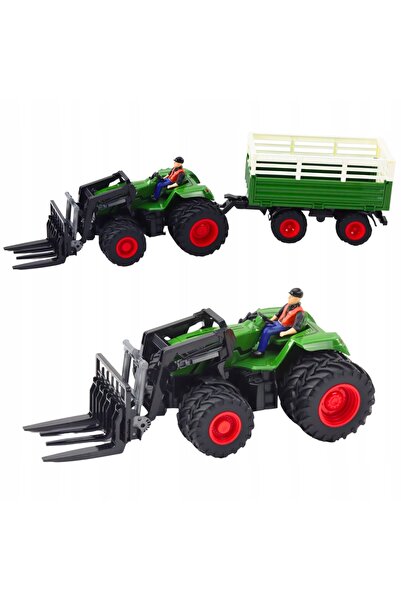 LeanToys TRACTOR AGRICOL RC CU REMORCĂ ȘI SOARECĂ, TELECOMANDĂ 2.4G