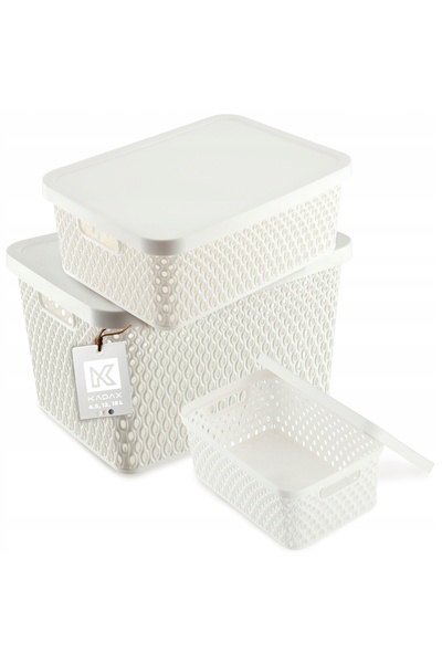 KADAX SET COșuri cu capac, cutie organizatoare 4,5L+12L+18L