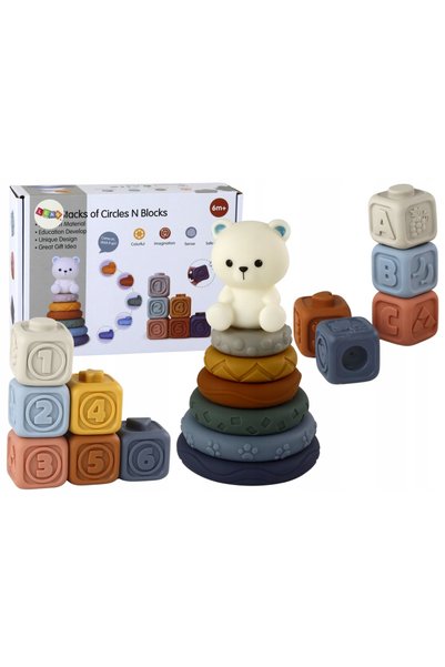 LeanToys Set educativ cu ursuleț pentru copii mici, cuburi moi