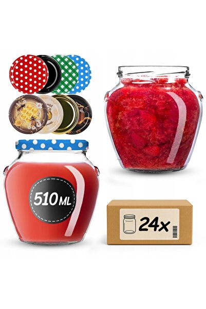 KADAX Borcan AMPHORA 510 ml, borcane pentru conserve, gem, miere, 24 unități ...