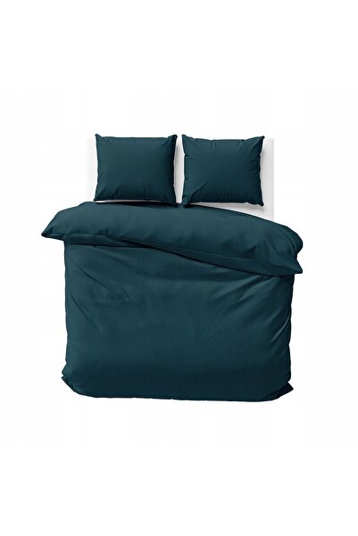 Detexpol Lenjerie de pat din satin 180x200 Uni și cu dungi Premium Turcoaz
