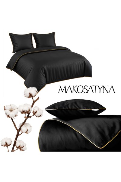 Detexpol Lenjerie de pat pură din bumbac macosatine 160x200 Negru Premium