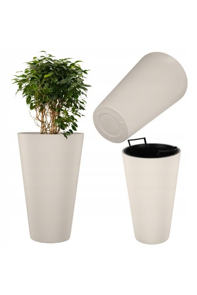KADAX Ghiveci 29,5 CM, cu capac, pentru flori, înalt, din plastic 3D