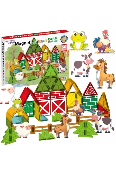 woopie Blocuri magnetice de construcție 7,5 cm Ferma 50 piese