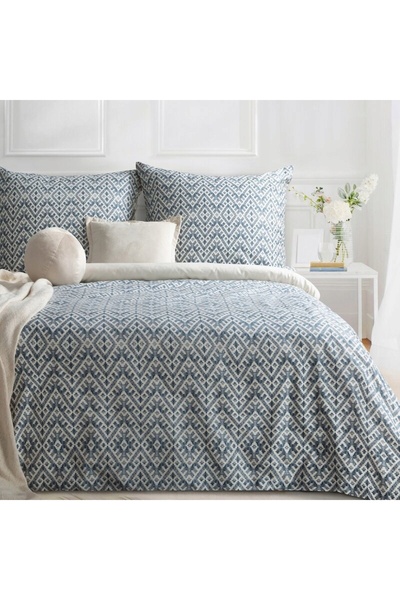 Eurofirany Lenjerie de pat din satin 220x200 Albastru geometric