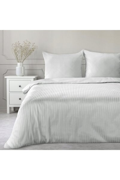 Eurofirany Lenjerie de pat din satin 160x200 Uni și cu dungi Premium argintiu