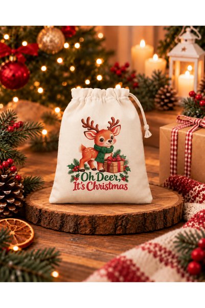 cnk craft shop Christmas Themed Raw Cloth Pouch 16X21 cm 1 Piece Christmas Re...