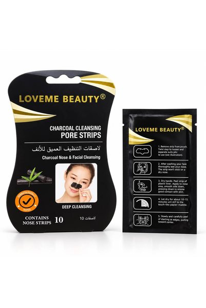 LOVEME BEAUTY لصقات الأنف بالفحم من لافمي بيوتي لتنظيف مسام الأنف وإزالة الرؤوس السوداء والدهون الزائدة - 10 لصقات