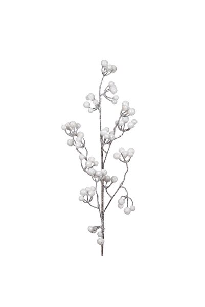 DD SHOP Ramura Decorativa de Craciun cu Bile Albe & Glitter 80cm - Crengute D...