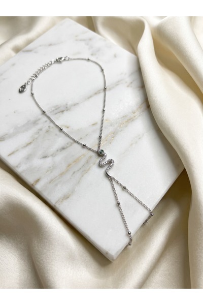 La sauvagine Women's Silver Color Zircon Stone Snake Figured Shahmeran Bracelet Stylish Peak Jewelry