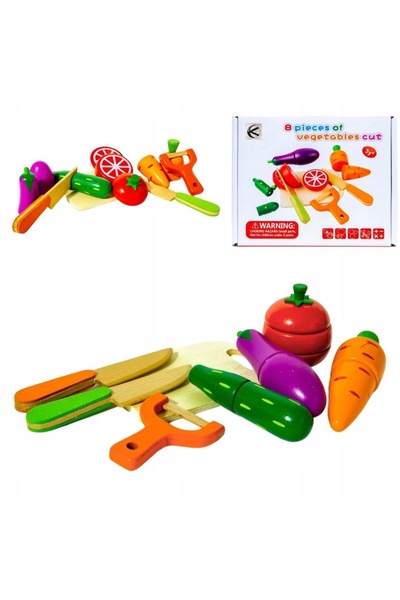 LeanToys SET DE TĂIAT LEGUME DIN LEMN CU TAVĂ DE TĂIAT