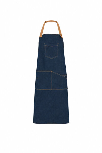 Generic Brand Șorț lung din denim, 100% bumbac, albastru, reglabil, RC9126