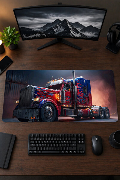 Optimus Prime Truck 40x90 Gaming Oyuncu Mouse Pad Kaymaz Kauçuk Taban Büyük Boy Klavye Fare Altlığı Mousepad