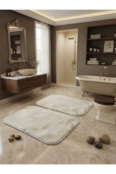CAPAT Siena Home Non-Slip Base 2-Piece Plush Bathroom Rug and Mat Set (60X50 2 Pieces)