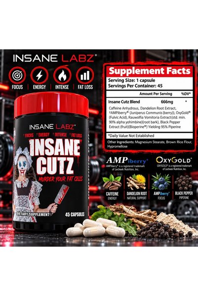 insane labz Insane Cutz Intense Cuts Burner Thermogenic Weight Loss Appetite ...