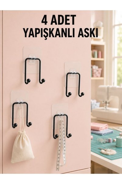 markentegra 4 Adet Çok Amaçlı Yapışkanlı Askılık Ev Düzenleyici Duvar Askı Seti
