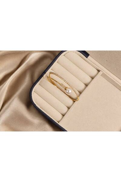 Maius Co. Pearl Detailed Adjustable Zircon Stone Waterway Clamp