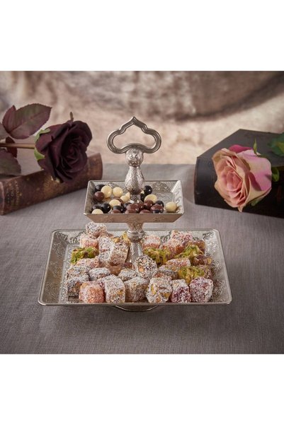 FAIR HOME Two-Tier Cookie Holder Large Size Metal Silver 20 X 11 cm – Desire Model
