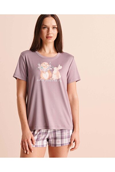 La Vie en Rose Groundhog & Rabbit Print Super Soft Short Sleeve T-shirt
